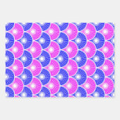 Magenta Blue Semi Circle Wave Muster Geschenkpapier Set (Vorderseite 3)