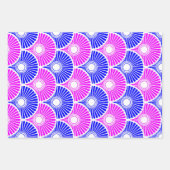 Magenta Blue Semi Circle Wave Muster Geschenkpapier Set (Vorderseite 2)