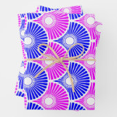 Magenta Blue Semi Circle Wave Muster Geschenkpapier Set (Beispiel)
