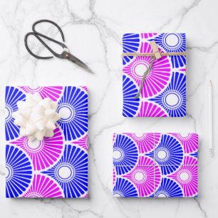 Magenta Blue Semi Circle Wave Muster Geschenkpapier Set