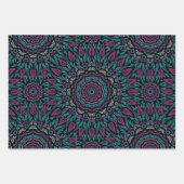 Magenta Blue Teal Gothic Stained Glass Mandala Geschenkpapier Set (Vorderseite)