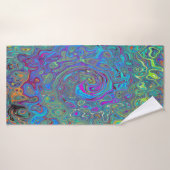 Magenta, Blue und Sea Foam Green Retro Swirl Badehandtuch (Badehandtuch)