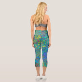 Magenta, Blue und Sea Foam Green Retro Swirl Capri Leggings (Rückseite)