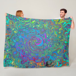 Magenta, Blue und Sea Foam Green Retro Swirl Fleecedecke