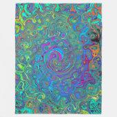 Magenta, Blue und Sea Foam Green Retro Swirl Fleecedecke (Vorderseite)