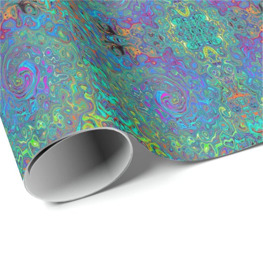 Magenta, Blue und Sea Foam Green Retro Swirl Geschenkpapier (Rolleneckpunkt)