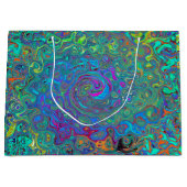Magenta, Blue und Sea Foam Green Retro Swirl Große Geschenktüte (Vorderseite)