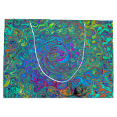 Magenta, Blue und Sea Foam Green Retro Swirl Große Geschenktüte (Rückseite)