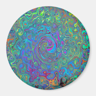 Magenta, Blue und Sea Foam Green Retro Swirl Magnet