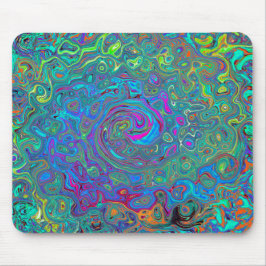 Magenta, Blue und Sea Foam Green Retro Swirl Mousepad