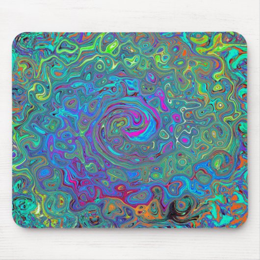 Magenta, Blue und Sea Foam Green Retro Swirl Mousepad (Vorne)