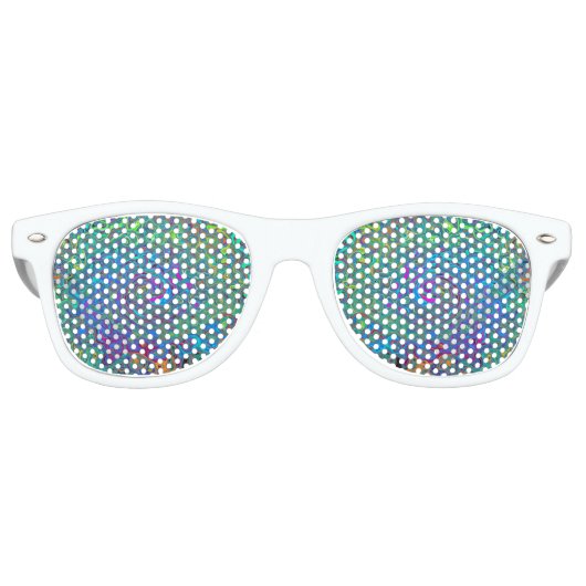 Magenta, Blue und Sea Foam Green Retro Swirl Partybrille (Vorderseite)