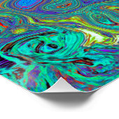 Magenta, Blue und Sea Foam Green Retro Swirl Poster (Ecke)