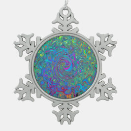 Magenta, Blue und Sea Foam Green Retro Swirl Schneeflocken Zinn-Ornament