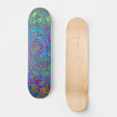 Magenta, Blue und Sea Foam Green Retro Swirl Skateboard (Vorderseite)
