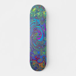 Magenta, Blue und Sea Foam Green Retro Swirl Skateboard