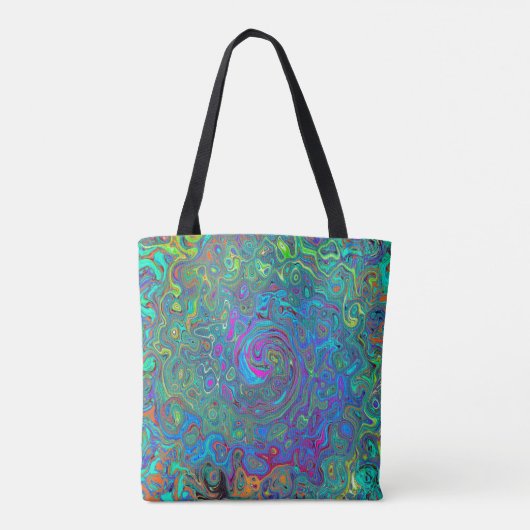 Magenta, Blue und Sea Foam Green Retro Swirl Tasche (Rückseite)