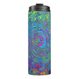 Magenta, Blue und Sea Foam Green Retro Swirl Thermosbecher