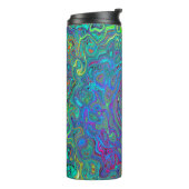 Magenta, Blue und Sea Foam Green Retro Swirl Thermosbecher (Nach links gedreht)
