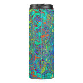 Magenta, Blue und Sea Foam Green Retro Swirl Thermosbecher (Rückseite)