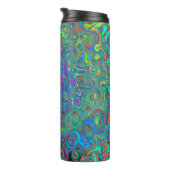 Magenta, Blue und Sea Foam Green Retro Swirl Thermosbecher (Nach rechts gedreht)