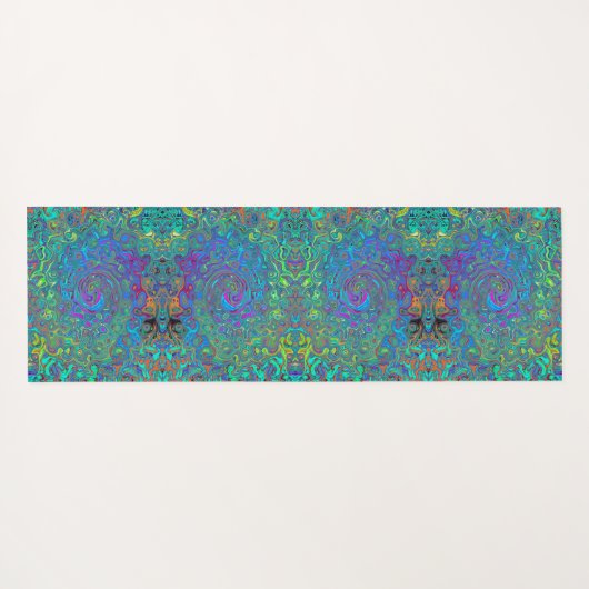 Magenta, Blue und Sea Foam Green Retro Swirl Yogamatte (Rückseite (Horizontal))