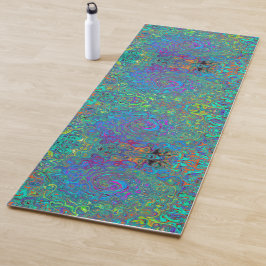 Magenta, Blue und Sea Foam Green Retro Swirl Yogamatte