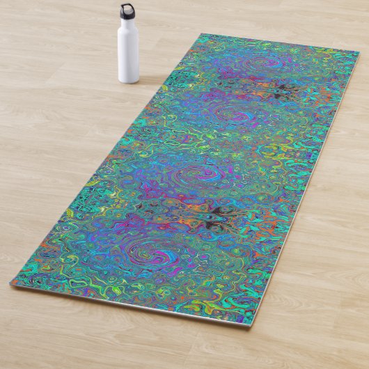 Magenta, Blue und Sea Foam Green Retro Swirl Yogamatte (Beispiel)