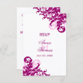Magenta Blüh Wedding RSVP Cards (Vorne/Hinten)