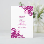 Magenta Blüh Wedding RSVP Cards (Stehend Vorderseite)
