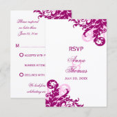 Magenta Blüh Wedding RSVP Cards Karte (Vorne/Hinten)