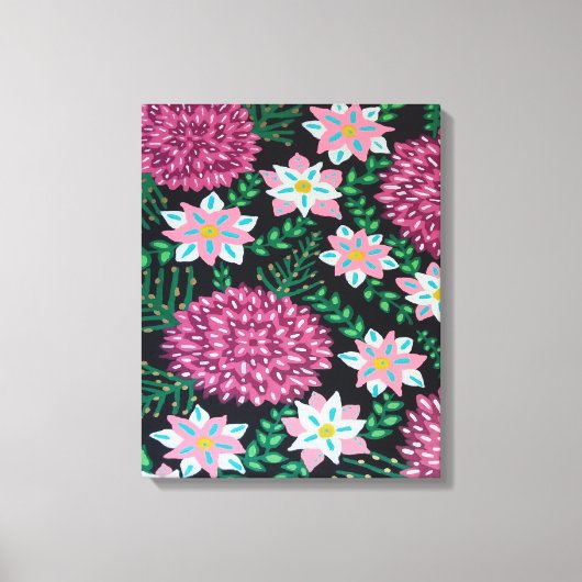 Magenta-Blume auf schwarz Leinwanddruck (Vorderseite)