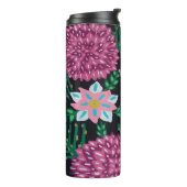 Magenta-Blume auf schwarz Thermosbecher (Nach links gedreht)