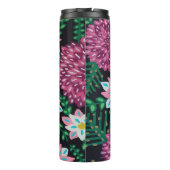 Magenta-Blume auf schwarz Thermosbecher (Rückseite)