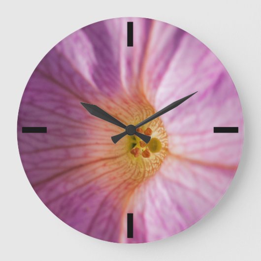 Magenta-Blume Große Wanduhr (Vorderseite)