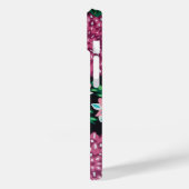 Magenta-Blume im schwarzen Hintergrund Case-Mate iPhone Hülle (Rückseite / Links)