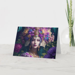 Magenta Blume Naturgoddess Grußkarte Dankeskarte