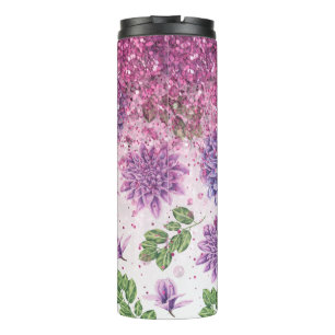 *~* Magenta Blumen Sukkulente Glitter Girly Thermosbecher
