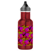 Magenta Blumenmuster Edelstahlflasche (Rechts)