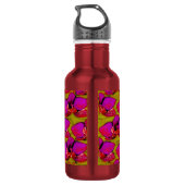 Magenta Blumenmuster Edelstahlflasche (Rückseite)