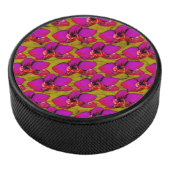 Magenta Blumenmuster Eishockey Puck (3/4)