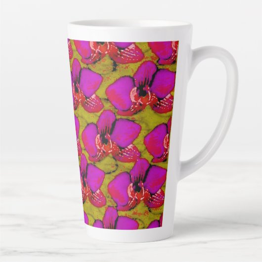 Magenta Blumenmuster Milchtasse (Rechts)