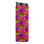 Magenta Blumenmuster Thermosbecher (Nach rechts gedreht)