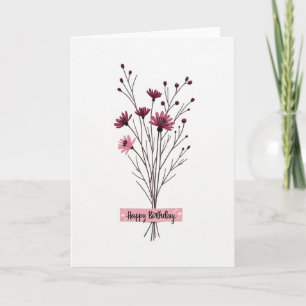 Magenta-Blumenstrauß-Geburtstagskarte Karte