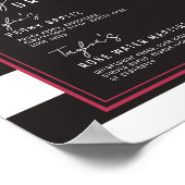 Magenta Blumenstreifen Signature Drinks Hochzeit Poster (Ecke)