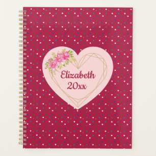 Magenta Blumiges Goldenes Herz Personalisierter Pl Planer