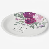 Magenta Blush Floral Bouquet Ivory Wedding Pappteller (Schrägansicht)