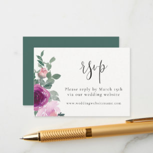 Magenta-Blush-Pink-Blumen Ivory-RSVP Begleitkarte