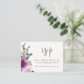 Magenta Blush Pink Floral Ivory RSVP Begleitkarte (Stehend Vorderseite)
