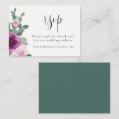 Magenta Blush Pink Floral Ivory RSVP Begleitkarte (Vorne/Hinten)